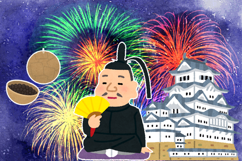 徳川家康公が駿府城で花火を鑑賞