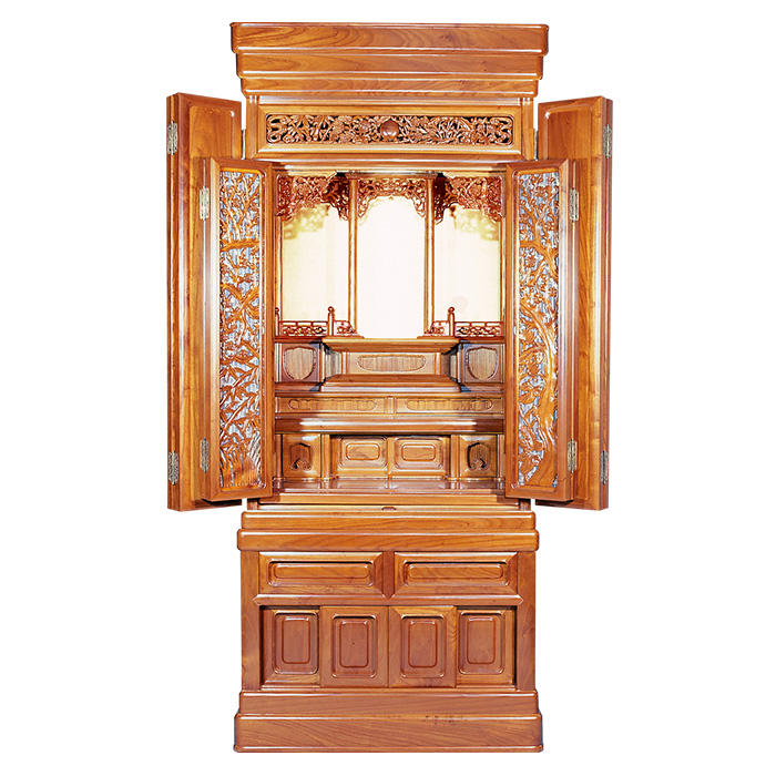 安田松慶堂 東京唐木仏壇 桑 四君子彫障子付 50号(台付き)